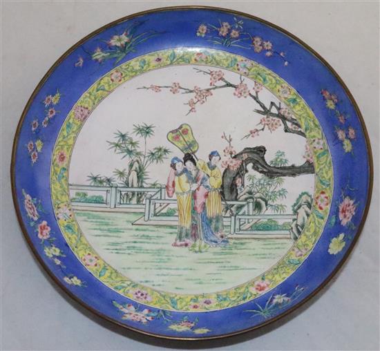 A Canton enamel dish, 19th century, 26cm